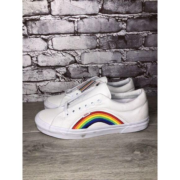 Vans 507452 White Canvas Rainbow Embroidered Lace Sneaker Shoes Men Sz 13M US/47 - Picture 6 of 16